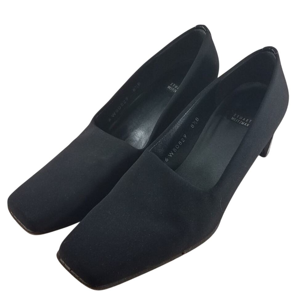 Stuart Weitzman square toe fabric block heel 8.5B